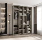 Drehtürenschrank Como 1 Beige - Schwarz - 180 x 50 cm