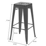 Tabouret de bar A73 métal empilable Rouge