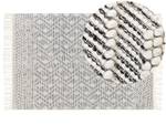 Teppich KAVAK Schwarz - Weiß - Echtfell - 160 x 1 x 230 cm