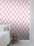 Tapete Karomuster 6870 Pink - Naturfaser - Textil - 53 x 1005 x 1005 cm