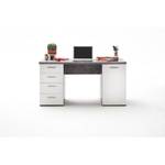 Bureau blanc 4 tiroirs 1 porte - ALVIN Gris - Pierre - 145 x 76 x 60 cm