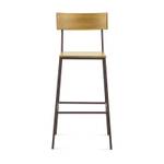 Tabouret de bar avec dossier - LINEA Marron - En partie en bois massif - 47 x 104 x 50 cm