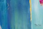 Tableau peint Somewhere in Wonderland Bleu - Bois massif - Textile - 80 x 80 x 4 cm