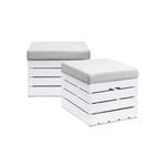 Sitzhocker mit Stauraum WHITE  2er Set Silber