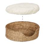 Tierbett für Hunde und Katzen Braun - Weiß - Rattan - Textil - 49 x 15 x 49 cm