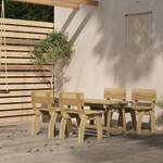 Garten-Essgruppe (5-teilig) 3096604 Braun - Massivholz - Holzart/Dekor - 74 x 75 x 110 cm