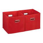 Boîte de rangement en tissu en lot de 2 Rouge - Argenté