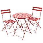 Tisch + 2 Stühle Zigzag Beerenfarbe Rot - Metall - 97 x 16 x 61 cm