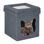 Grotte pour chat en gris foncé Noir - Gris - Blanc - Bois manufacturé - Matière plastique - Textile - 40 x 44 x 40 cm