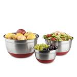 Bol mélangeur lot de 3 saladiers inox Rouge - Argenté