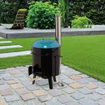 Four à goulash avec grille de barbecue Noir - Argenté - Turquoise - Bois manufacturé - Métal - 48 x 90 x 69 cm