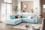 Ecksofa SAMU Sofa Cord Hellblau - Ecke davorstehend links