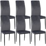 chaise salle à manger Savino Lot de 6 Gris - Fourrure synthétique