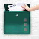 Briefkasten Metall 3 Fenster Farbauswahl Dunkelgrün - Silber