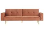 3-Sitzer Sofa VISNES Braun - Gold - Sandbraun