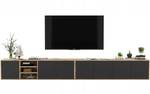 Tv-Lowboard APOLLO Loft Schwarz - Eiche Wotan Dekor