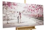 Acrylbild handgemalt First Date Beige - Pink - Massivholz - Textil - 120 x 60 x 4 cm