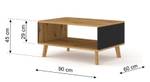 Table basse LUXI 90x60x45 Beige - Noir - Bois manufacturé - Matière plastique - 90 x 45 x 60 cm