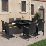 Gartenmöbel Set (9-teilig) 3014194-3 Schwarz - Metall - Polyrattan - Holzart/Dekor - 120 x 75 x 120 cm