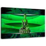 Leinwandbild Grün Buddha Meditation 90 x 60 cm