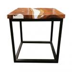 Table appoint teck piètement métal Marron - En partie en bois massif - 41 x 43 x 41 cm