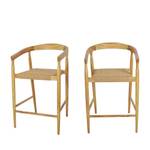 Lot de 2 tabourets de bar Buri Marron - En partie en bois massif - 56 x 94 x 58 cm