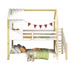 Etagenbett Terra Ⅰ Braun - Holzwerkstoff - Metall - Massivholz - 98 x 220 x 243 cm