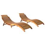 Sonnenliege (2er Set) 3028531 Braun - Massivholz - Holzart/Dekor - 55 x 64 x 184 cm