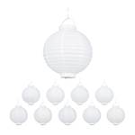 Lampions LED blanc set de 10 Blanc - Papier - Matière plastique - 20 x 25 x 20 cm