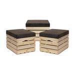 Sitzhocker mit Stauraum NATURE  3er Set Braun