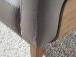 Canapé 2 places en cuir et bois de noyer Marron - Gris - Cuir véritable - Textile - 159 x 77 x 92 cm