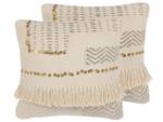 Coussin décoratif VAYALI Beige - Blanc - Fibres naturelles - 45 x 10 x 45 cm