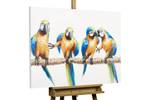 Acrylbild handgemalt Parrot Party Blau - Gelb - Massivholz - Textil - 100 x 70 x 4 cm