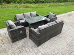 Rattan Gartenmöbel Set Sofa 8-Sitzer Grau - Polyrattan - Stein - 67 x 79 x 177 cm