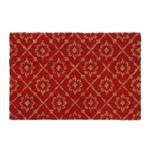 Paillasson coco avec motif floral Marron - Rouge - Fibres naturelles - Matière plastique - 60 x 2 x 40 cm