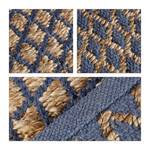 Tapis de passage tapis de sol en jute Bleu - Marron - Fibres naturelles - Textile - 80 x 1 x 200 cm