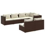 Garten-Lounge-Set (7-teilig) 3013637-11 Braun - Weiß - Metall - Polyrattan - 70 x 61 x 70 cm