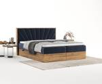 Boxspringbett Asahi Marineblau - Breite: 160 cm - H4