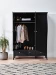 Kleiderschrank Baroque Schwarz - Hochglanz Schwarz - Breite: 143 cm