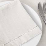 Servietten CHAMBRAY (4er-Set) Weiß - Naturfaser - Textil - 40 x 1 x 40 cm