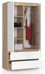 Kleiderschrank S90 2T 2S CLP Eiche Sonoma Dekor - Weiß