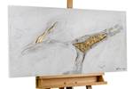 Acrylbild handgemalt Gold Layer Gold - Weiß - Massivholz - Textil - 100 x 50 x 4 cm