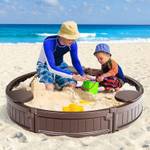 Ø120cm Sandbox rund Sandkasten Braun - Kunststoff - 120 x 21 x 120 cm