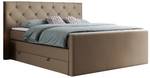 Boxspringbett KING VELEN Braun - Breite: 200 cm - H3 - Kunstleder