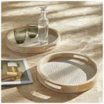 Set zwei Tabletts Mango Wood Beige - Holzwerkstoff - Massivholz - 35 x 5 x 35 cm