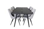 Essgruppe Sleek (7-teilig) Schwarz - Massivholz - 95 x 75 x 195 cm