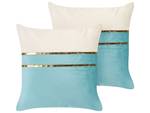 Kissen 2er Set ALLIUM Beige - Blau - Gold - Textil - 45 x 10 x 45 cm