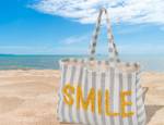 Strandtasche Smile Weiß - Textil - 73 x 49 x 37 cm