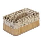 Aufbewahrungskorb 3er Set Beige - Braun - Bambus - Holzwerkstoff - Textil - 30 x 12 x 20 cm