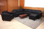 Couch-Garnitur Lyon 6-2 Schwarz - Kunstleder - 288 x 76 x 216 cm
